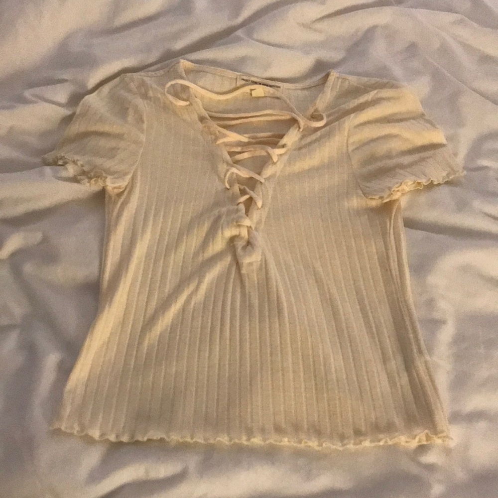 Urban Outfitters Lace-Up Short Sleeve Shirt